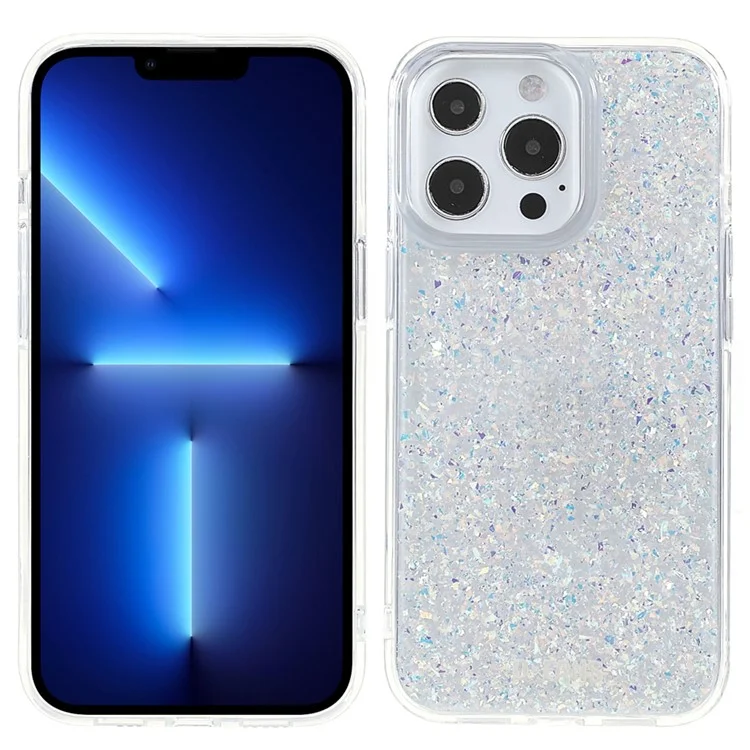 DFANS Starlight Shining Series Для Iphone 14 Pro 6,1-дюймовый Чехол по Телефону PC + TPU Гибридный Защитный Чехол Против Царапины, Украшенная Полным Блеском - Серебряный
