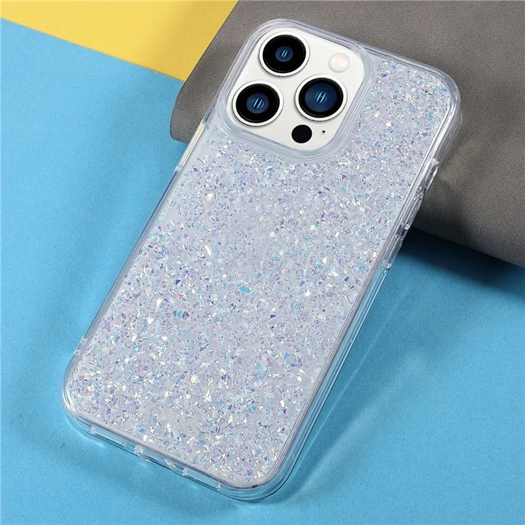 DFANS Starlight Shining Series Для Iphone 14 Pro 6,1-дюймовый Чехол по Телефону PC + TPU Гибридный Защитный Чехол Против Царапины, Украшенная Полным Блеском - Серебряный