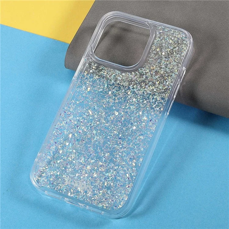 DFANS Starlight Shining Series Для Iphone 14 Pro 6,1-дюймовый Чехол по Телефону PC + TPU Гибридный Защитный Чехол Против Царапины, Украшенная Полным Блеском - Серебряный