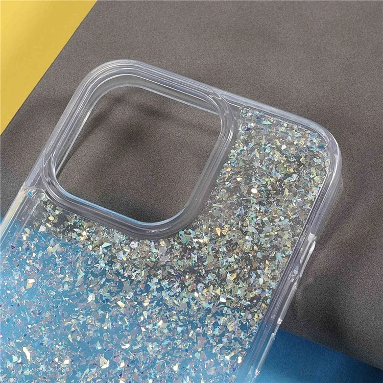 DFANS Starlight Shining Series Для Iphone 14 Pro 6,1-дюймовый Чехол по Телефону PC + TPU Гибридный Защитный Чехол Против Царапины, Украшенная Полным Блеском - Серебряный