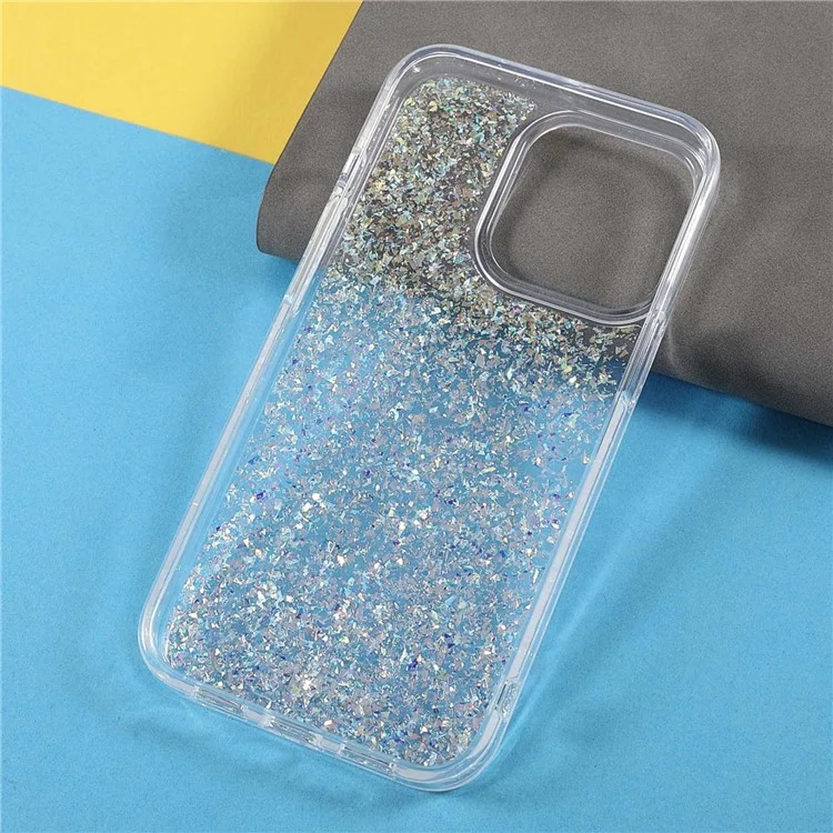DFANS Starlight Shining Series Для Iphone 14 Pro 6,1-дюймовый Чехол по Телефону PC + TPU Гибридный Защитный Чехол Против Царапины, Украшенная Полным Блеском - Серебряный