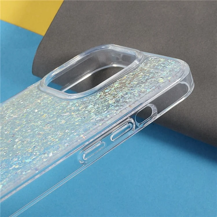 DFANS Starlight Shining Series Для Iphone 14 Pro 6,1-дюймовый Чехол по Телефону PC + TPU Гибридный Защитный Чехол Против Царапины, Украшенная Полным Блеском - Серебряный