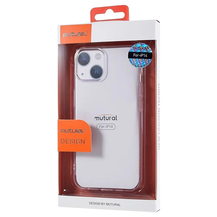 Mutural Transparent Soft TPU Case Para Iphone 14 6.1 Pulgadas, Cubierta de Teléfono Protectora Anti-scratch a Prueba de Caídas