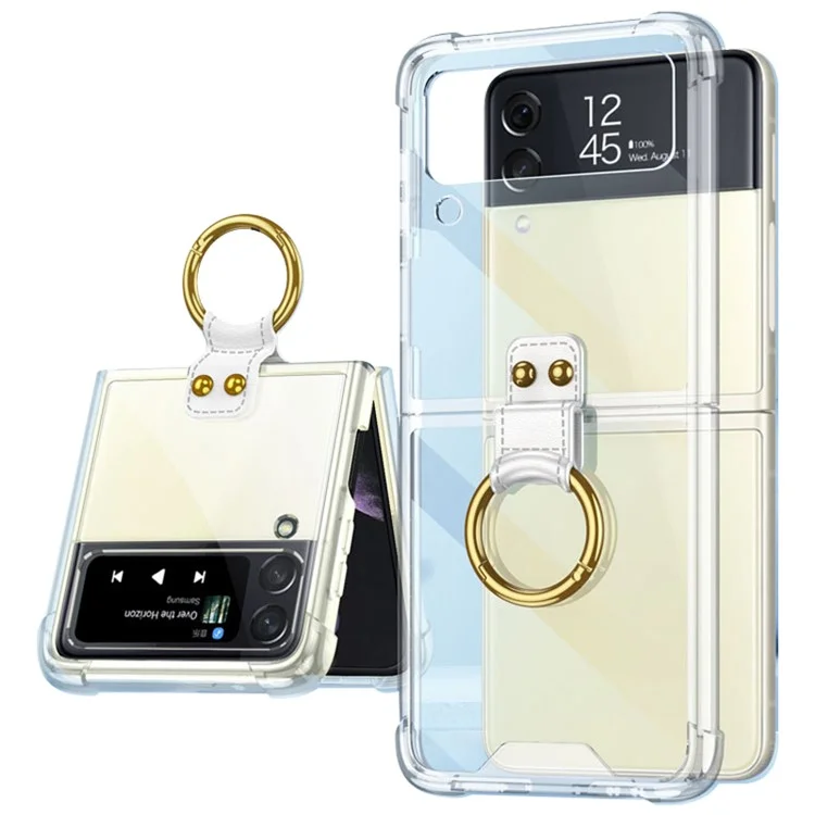 GKK Pour Samsung Galaxy Z Flip4 5G Anneau Doigt Design Airbag Anti-chute Coque de Téléphone TPU Transparent - Transparent
