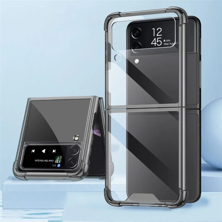 GKK Für Samsung Galaxy Z Flip4 5G Airbag Anti-drop TPU Transparentes Handyhülle Flipping Cover - Transparentes Schwarz