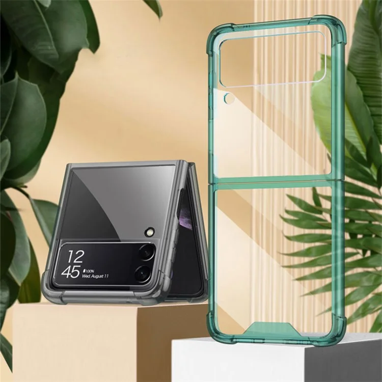 GKK Für Samsung Galaxy Z Flip4 5G Airbag Anti-drop TPU Transparentes Handyhülle Flipping Cover - Transparentes Schwarz