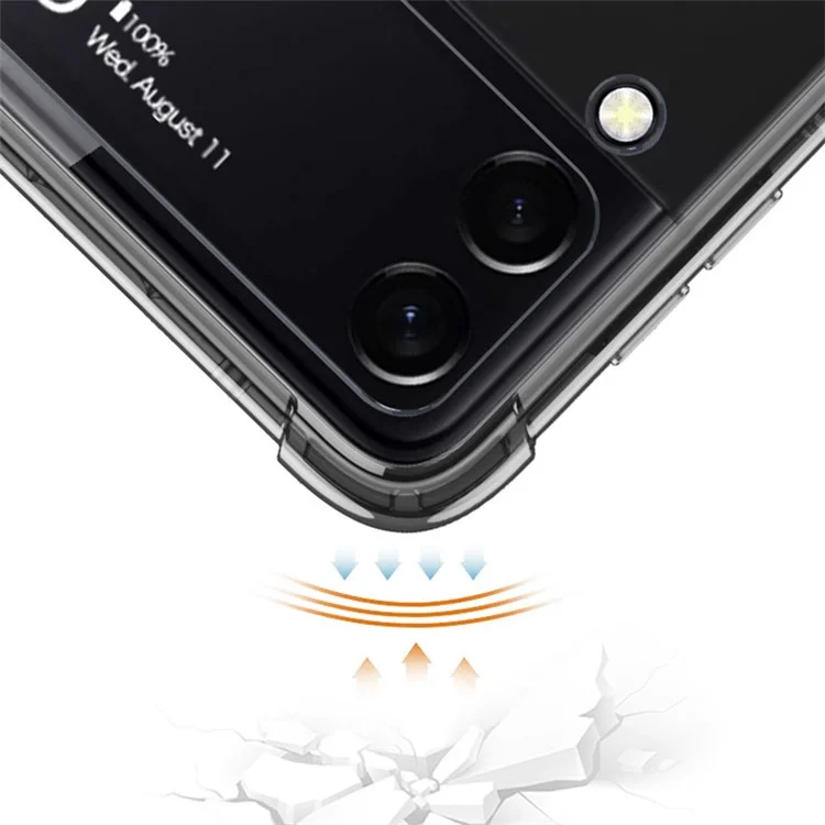 GKK Für Samsung Galaxy Z Flip4 5G Airbag Anti-drop TPU Transparentes Handyhülle Flipping Cover - Transparentes Schwarz