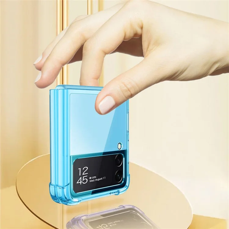 GKK Für Samsung Galaxy Z Flip4 5G Airbag Anti-drop TPU Transparentes Handyhülle Flipping Cover - Transparentes Schwarz