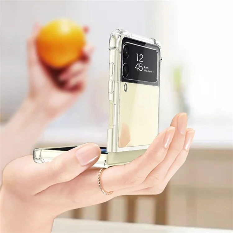 GKK Für Samsung Galaxy Z Flip4 5G Airbag Anti-drop TPU Transparentes Handyhülle Flipping Cover - Transparentes Schwarz