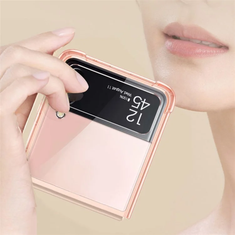 GKK Für Samsung Galaxy Z Flip4 5G Airbag Anti-drop TPU Transparentes Handyhülle Flipping Cover - Transparentes Schwarz