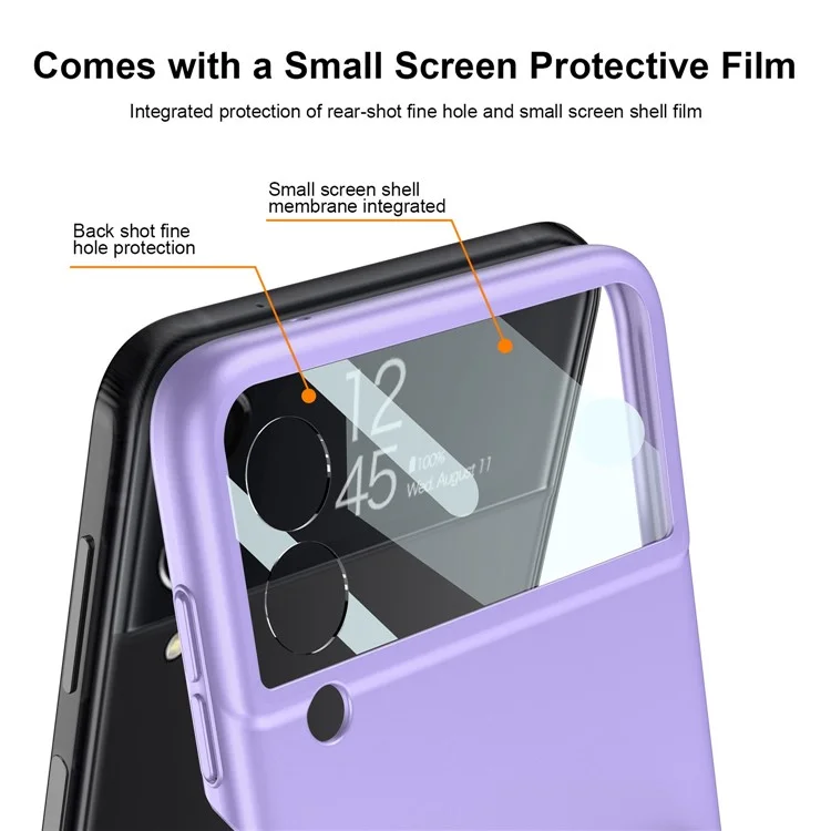 GKK для Samsung Galaxy Z Flip4 5G Дизайн ручного ремешка Жесткий ПК Электроосаждение Складной чехол для телефона с маленьким экранным стеклом - Белый