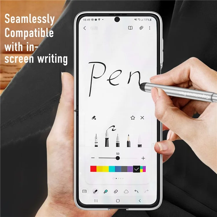 GKK For Samsung Galaxy Z Flip4 5G Ultra Slim Hard PC Phone Case with Tempered Glass Lens Protector+Stylus Pen - Black