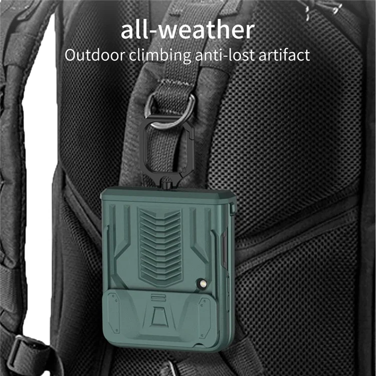 GKK para Samsung Galaxy Z Flip4 5G Funda de teléfono con bisagra magnética antirreflectante Protección de la cámara deslizante Cubierta trasera plegable dura de PC con soporte - Negro