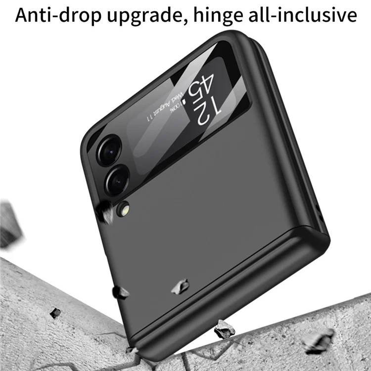 GKK para Samsung Galaxy Z Flip4 5G Funda de teléfono móvil de PC duro con bisagra magnética Película de lente de cámara Cubierta de protección total - Negro