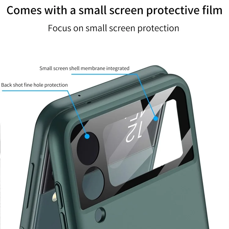 GKK para Samsung Galaxy Z Flip4 5G Funda de teléfono móvil de PC duro con bisagra magnética Película de lente de cámara Cubierta de protección total - Negro
