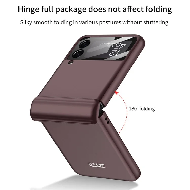 GKK para Samsung Galaxy Z Flip4 5G Funda de teléfono móvil de PC duro con bisagra magnética Película de lente de cámara Cubierta de protección total - Negro