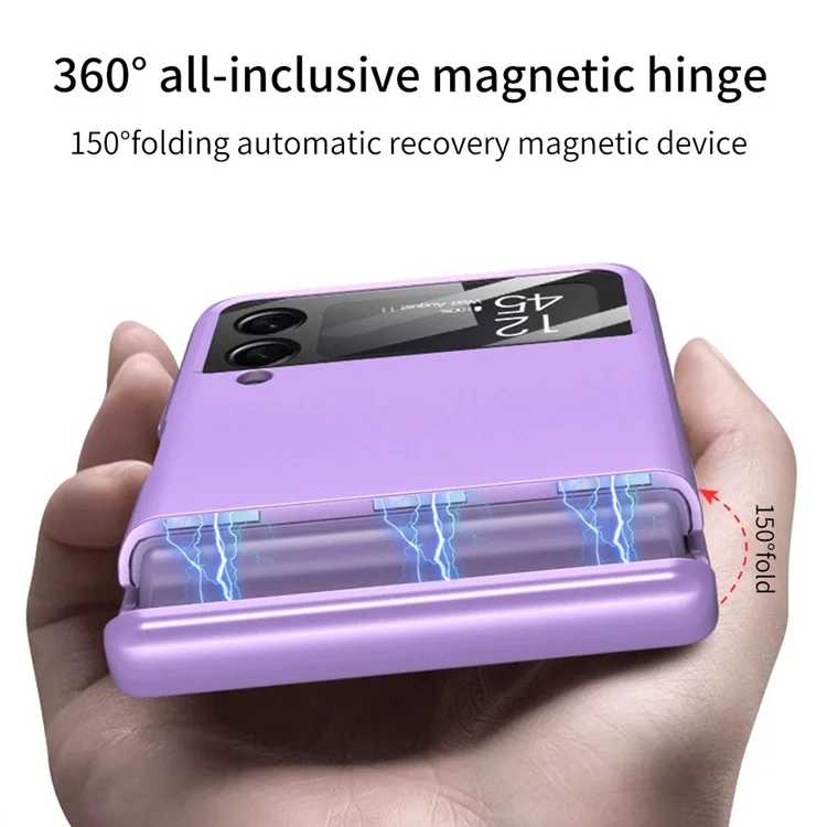 GKK para Samsung Galaxy Z Flip4 5G Funda de teléfono móvil de PC duro con bisagra magnética Película de lente de cámara Cubierta de protección total - Negro