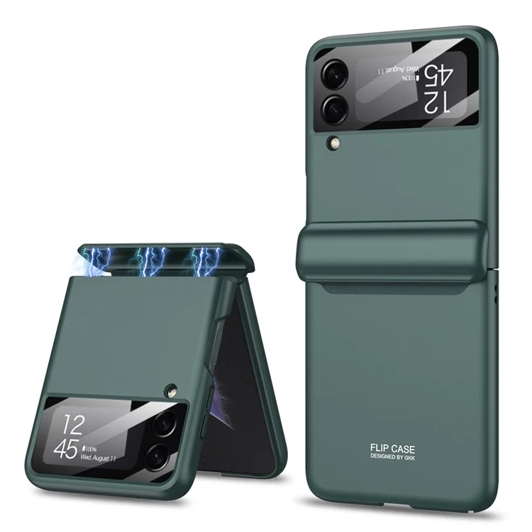 GKK Para Samsung Galaxy Z Flip4 5G PC Hard PC Caixa de Telefone Dobrável Câmera de Dobradiça Magnética Lente Film Cover de Proteção - Verde