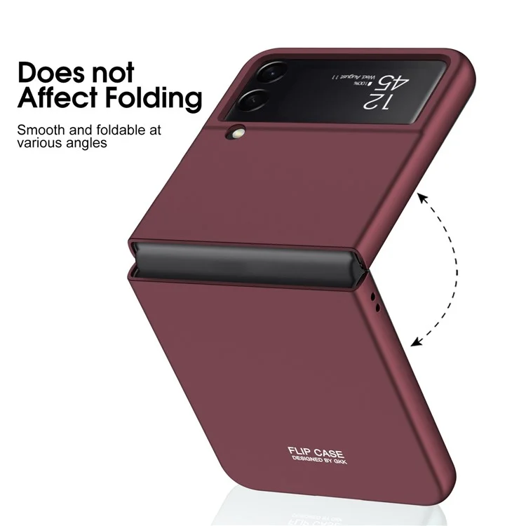 GKK Für Samsung Galaxy Z Flip4 5G Ultra Slim PC Handyhülle Klappcover mit Gehärtetem Glas Linsenschutz - Dunkelgrün