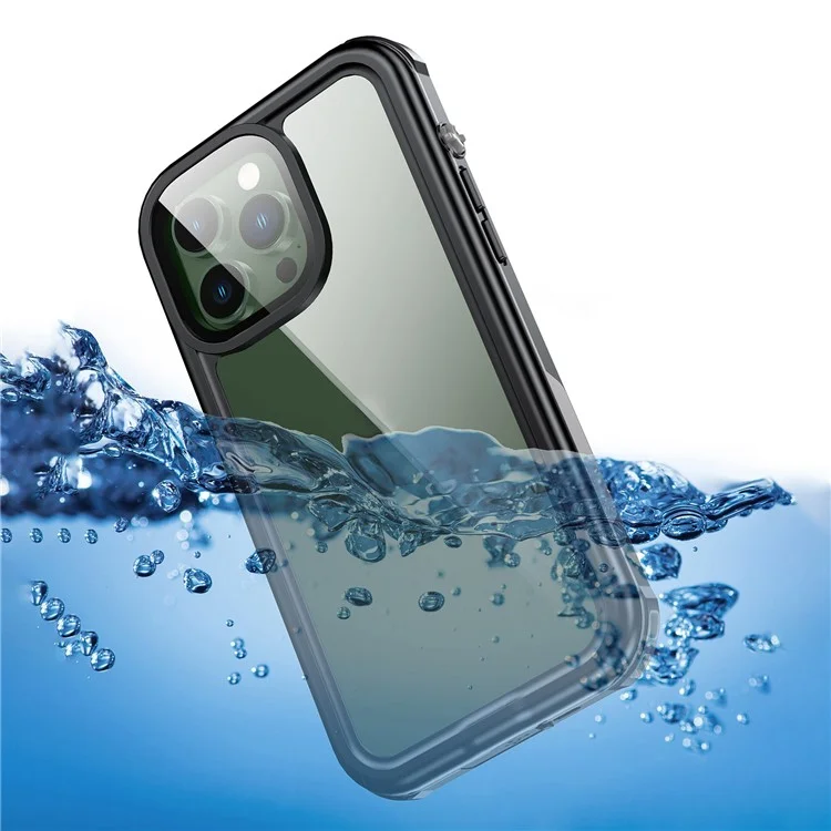 For iPhone 14 Pro 6.1 inch Transparent IP68 Waterproof Phone Case Anti-shock Neoprene Coated Mobile Phone Cover