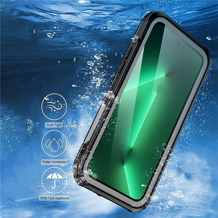 For iPhone 14 Pro 6.1 inch Transparent IP68 Waterproof Phone Case Anti-shock Neoprene Coated Mobile Phone Cover