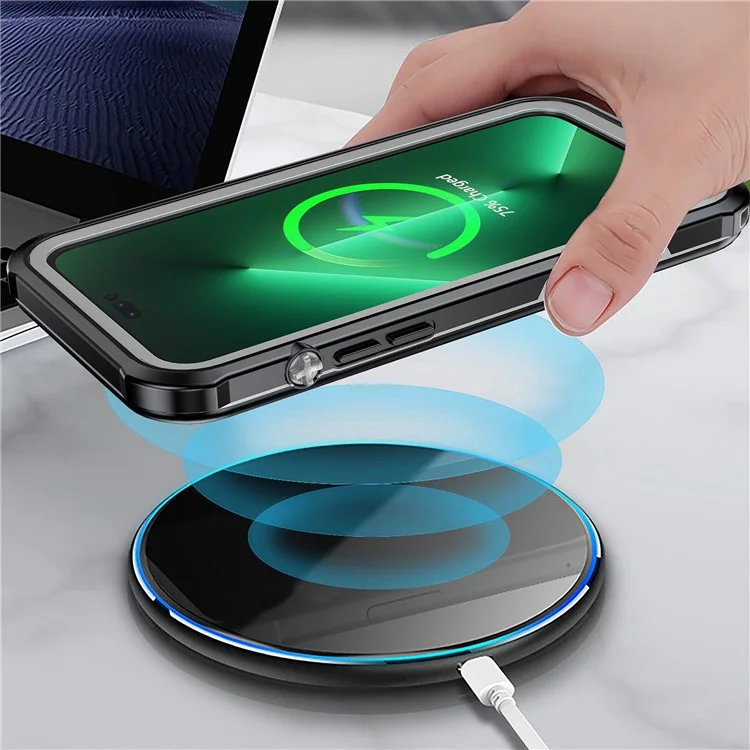 IP68 Waterproof Phone Case For iPhone 14 Plus Transparent Sensitive Touch PC+Neoprene Mobile Phone Cover