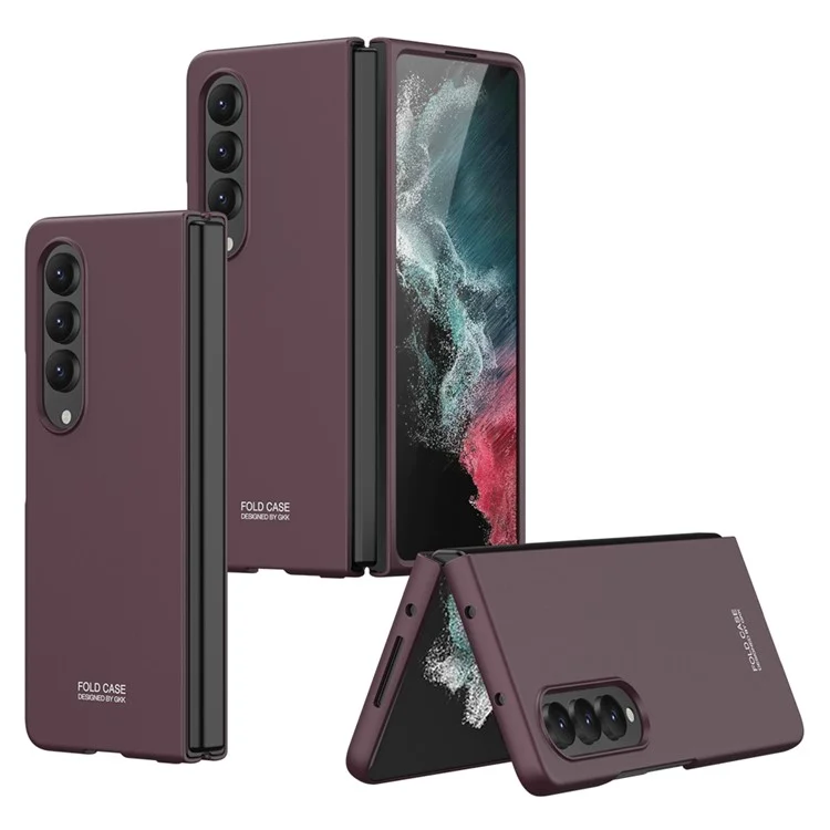 GKK For Samsung Galaxy Z Fold4 5G Ultra-slim Anti-fingerprint Drop-proof Phone Case Hard PC Foldable Phone Cover - Wine Red