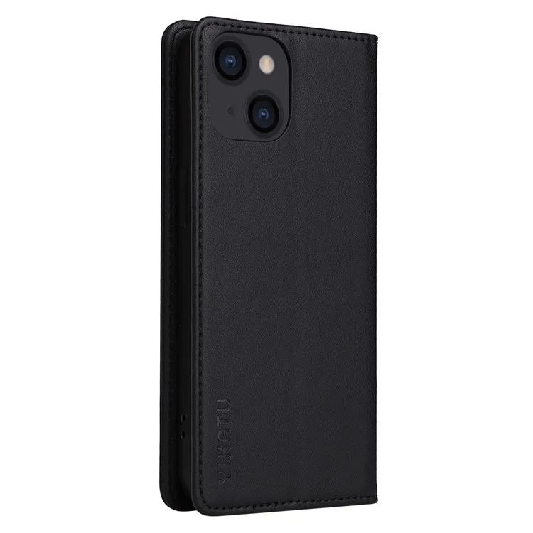 YIKATU Funda Protectora a Prueba de Golpes para iPhone 14 6.1 pulgadas, Funda Billetera de Cuero PU YK-001 con Soporte Magnético de Cierre Automático - Negro