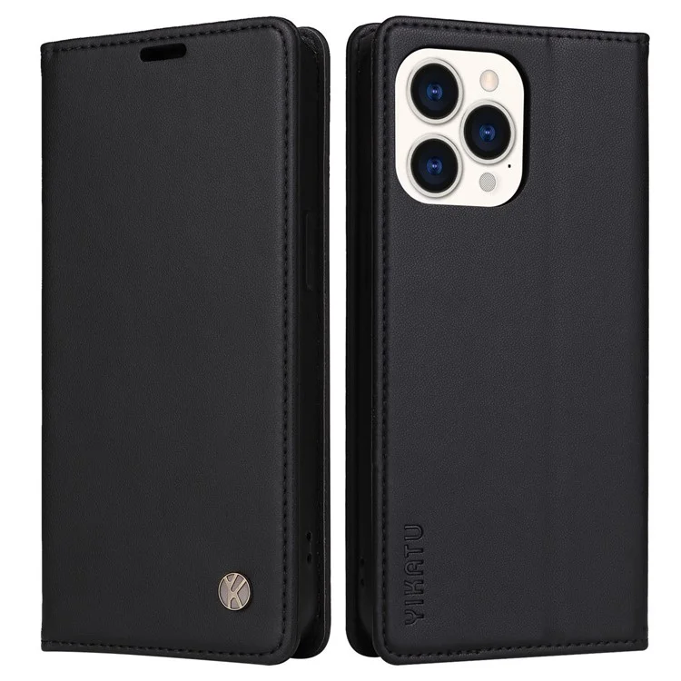 Yikatu Para Iphone 14 Pro Max 6.7 Pulgadas YK- 001 PU Flip Flip Billet Billet - Negro