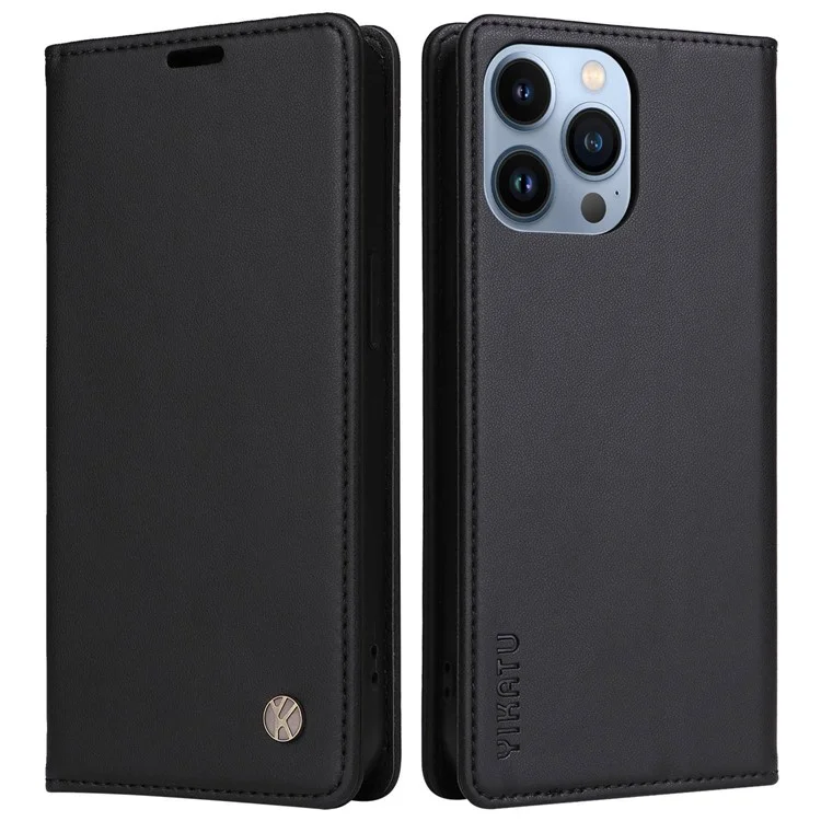 YIKATU pour iPhone 13 Pro 6,1 pouces YK-001 Coque de protection anti-chute magnétique automatique en cuir PU Flip Wallet Stand - Noir