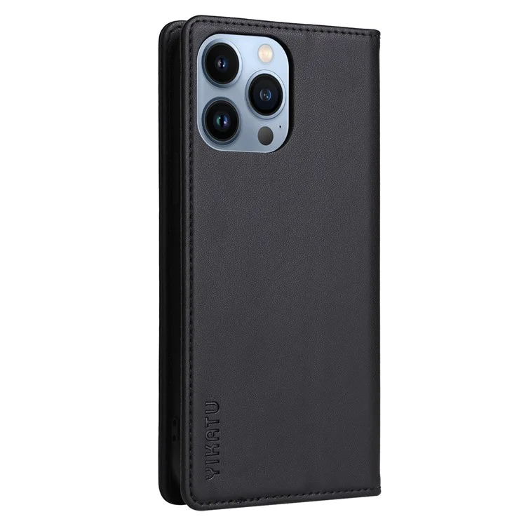 YIKATU pour iPhone 13 Pro 6,1 pouces YK-001 Coque de protection anti-chute magnétique automatique en cuir PU Flip Wallet Stand - Noir