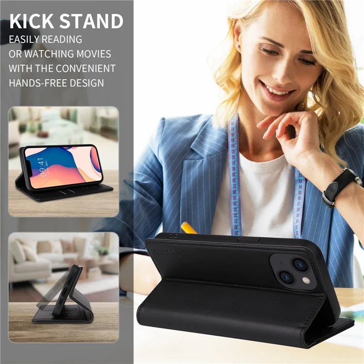 YIKATU pour iPhone 13 Pro 6,1 pouces YK-001 Coque de protection anti-chute magnétique automatique en cuir PU Flip Wallet Stand - Noir