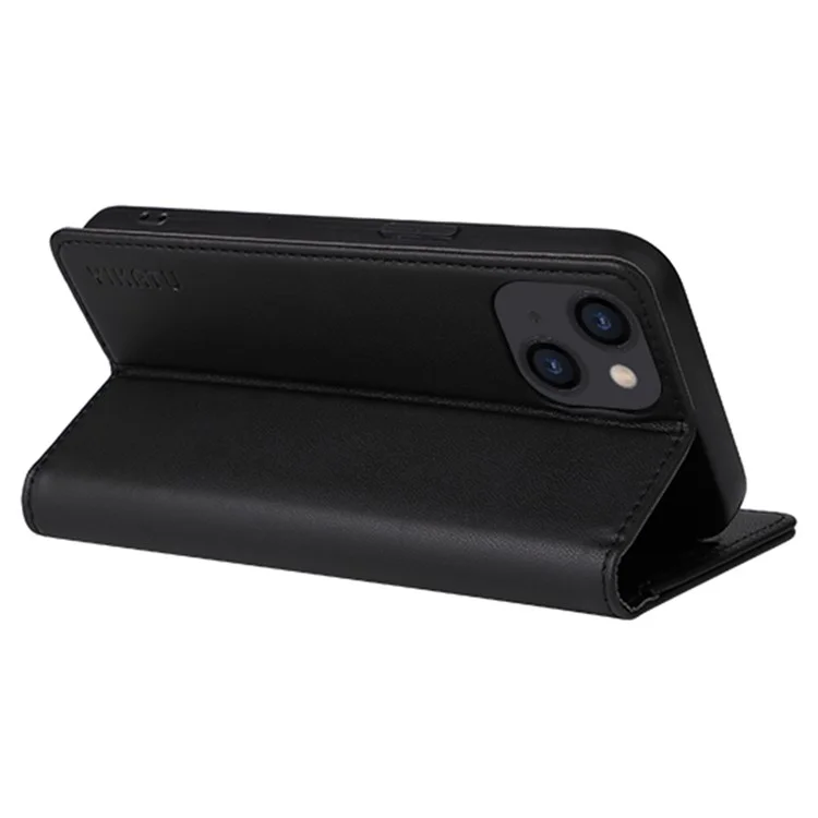 YIKATU For iPhone 13 6.1 inch YK- 001 Anti-drop Phone Case Stand Magnetic Auto-absorbed PU Leather Flip Wallet Cover - Black