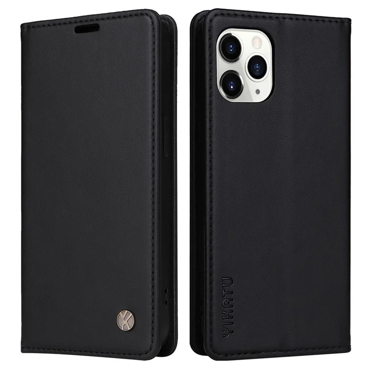 Yikatu Magnetic Fermeture Téléphone Case Pour Iphone 11 Pro 5.8 Pouces, YK- 001 Protection Complète Cover Téléphone Flip le Cuir Portefeuille - le Noir