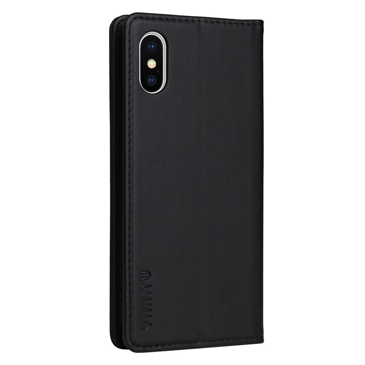 YIKATU Para iPhone X / XS 5.8 pulgadas YK-001 Funda protectora completa de cartera de teléfono Cubierta Magnética Auto-absorbida de Cuero de PU Funda Flip Funda Soporte  - Negro