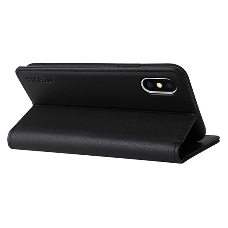 YIKATU Para iPhone X / XS 5.8 pulgadas YK-001 Funda protectora completa de cartera de teléfono Cubierta Magnética Auto-absorbida de Cuero de PU Funda Flip Funda Soporte  - Negro