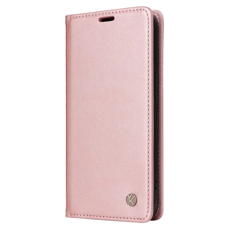 YIKATU Pour iPhone X / XS 5,8 pouces YK-001 Étui Portefeuille Téléphone Couverture de Protection Complète Magnétique Auto-absorbé Étui en Cuir PU Flip Stand - Or Rose