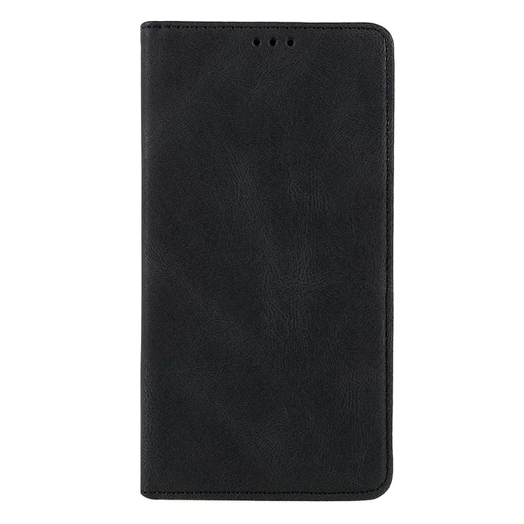 Strong Magnetic Adsorption Phone Case for Samsung Galaxy S22 5G, Stand Wallet Phone Cover Anti-scratch PU Leather Phone Shell - Black