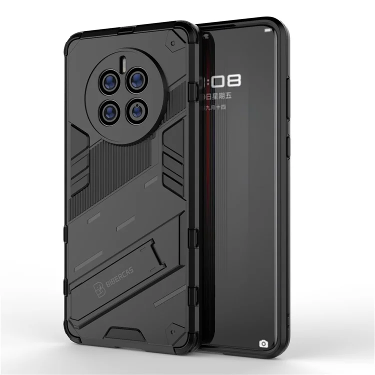 Funda para Teléfono Huawei Mate 50, Funda Híbrida de PC + TPU Resistente a los Golpes con Soporte, Cubierta Protectora con Manos Libres - Negro