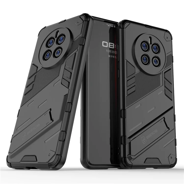 Funda para Teléfono Huawei Mate 50, Funda Híbrida de PC + TPU Resistente a los Golpes con Soporte, Cubierta Protectora con Manos Libres - Negro
