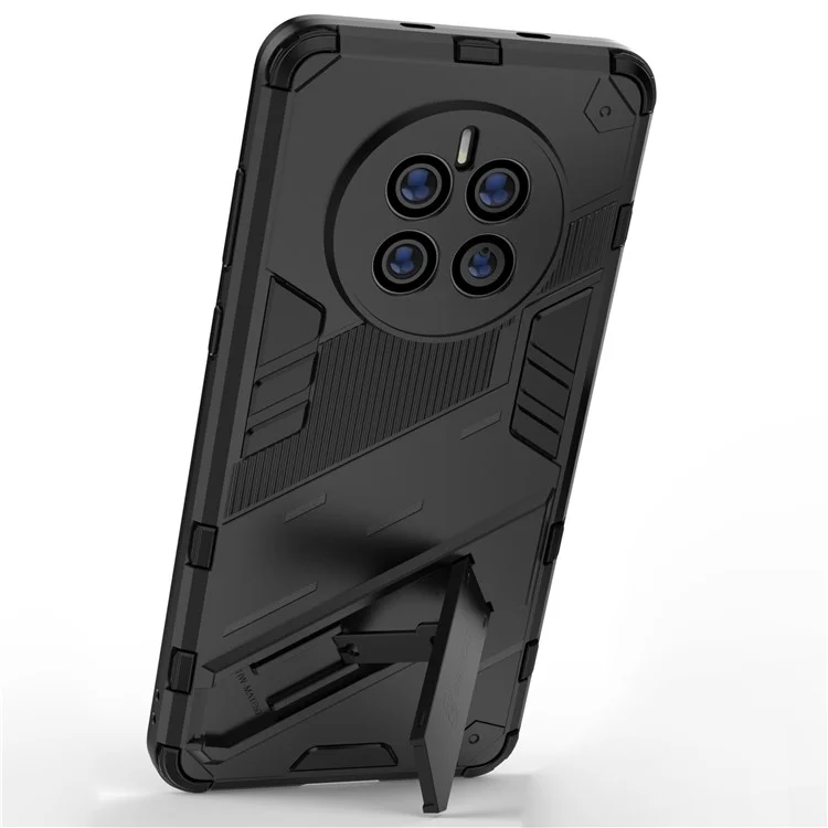 Funda para Teléfono Huawei Mate 50, Funda Híbrida de PC + TPU Resistente a los Golpes con Soporte, Cubierta Protectora con Manos Libres - Negro