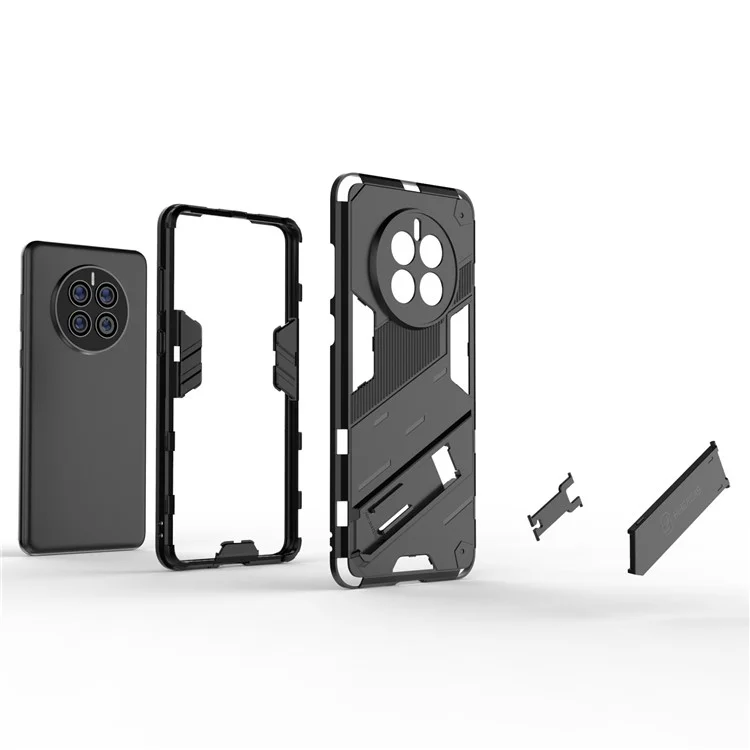 Funda para Teléfono Huawei Mate 50, Funda Híbrida de PC + TPU Resistente a los Golpes con Soporte, Cubierta Protectora con Manos Libres - Negro