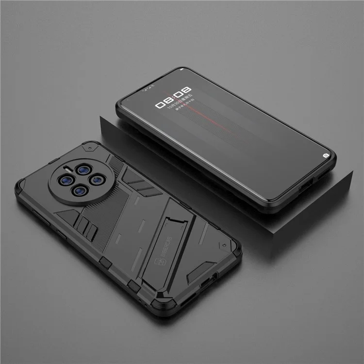 Funda para Teléfono Huawei Mate 50, Funda Híbrida de PC + TPU Resistente a los Golpes con Soporte, Cubierta Protectora con Manos Libres - Negro