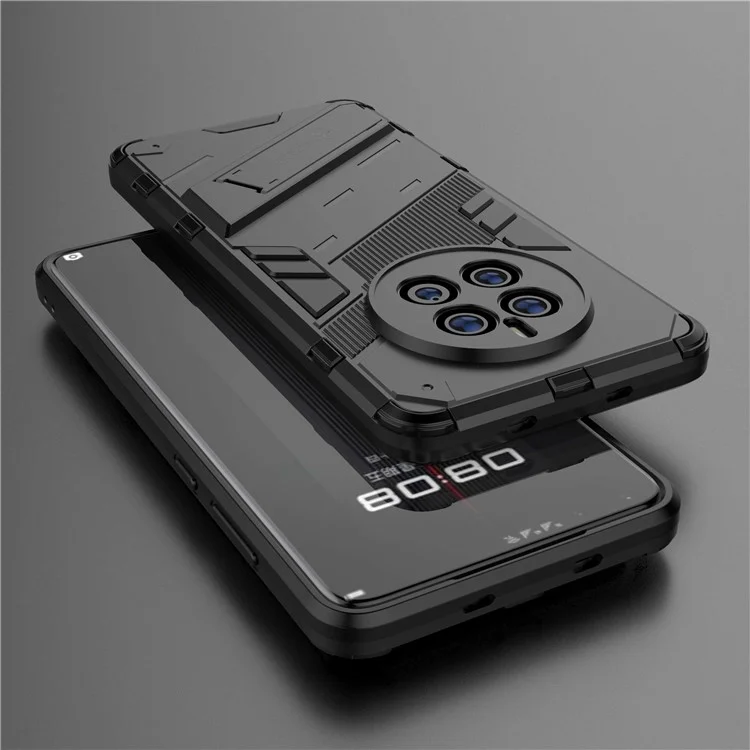 Funda para Teléfono Huawei Mate 50, Funda Híbrida de PC + TPU Resistente a los Golpes con Soporte, Cubierta Protectora con Manos Libres - Negro