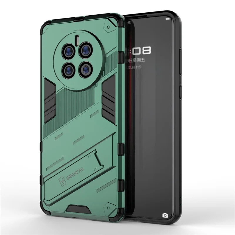 For Huawei Mate 50 Phone Case PC+TPU Hybrid Shockproof Case Kickstand Hands-free Protective Cover - Green