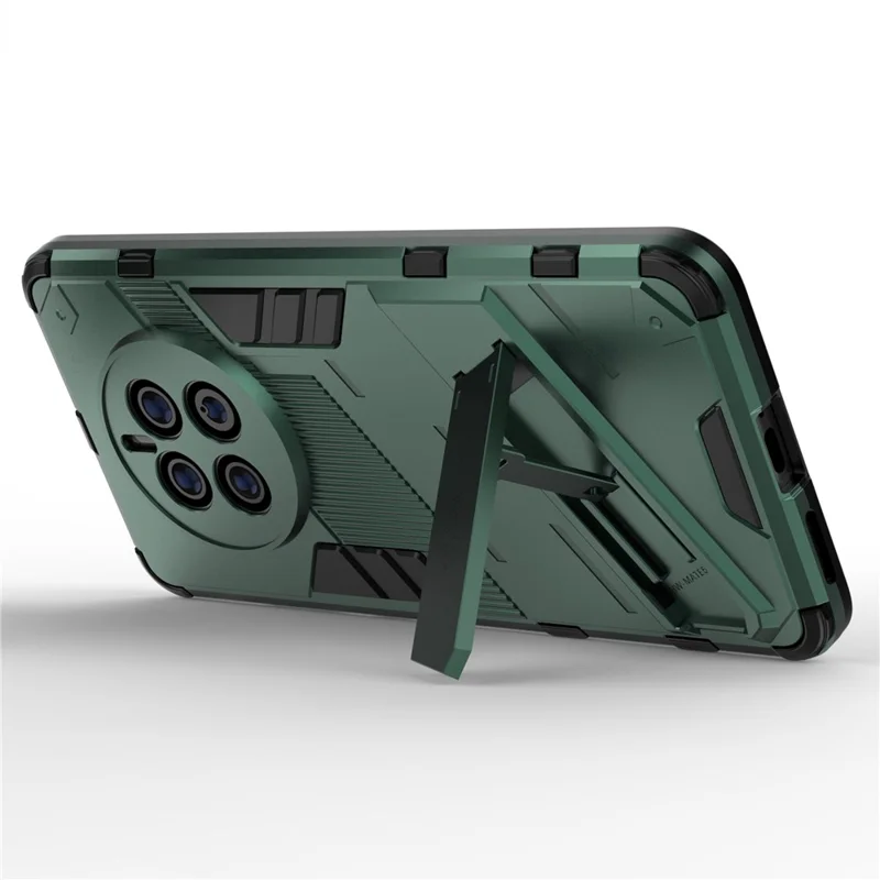 For Huawei Mate 50 Phone Case PC+TPU Hybrid Shockproof Case Kickstand Hands-free Protective Cover - Green