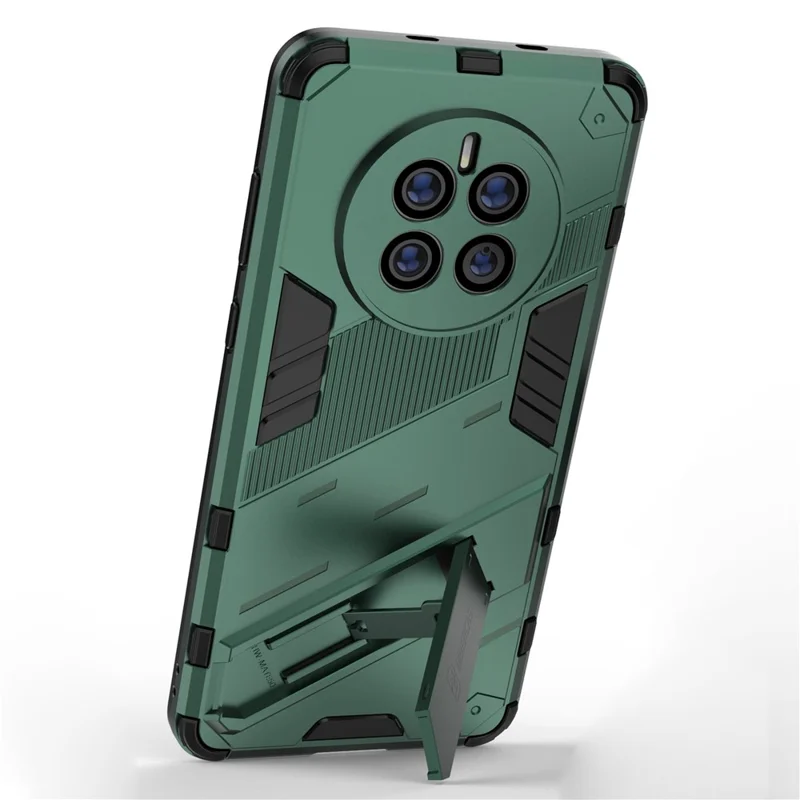 For Huawei Mate 50 Phone Case PC+TPU Hybrid Shockproof Case Kickstand Hands-free Protective Cover - Green