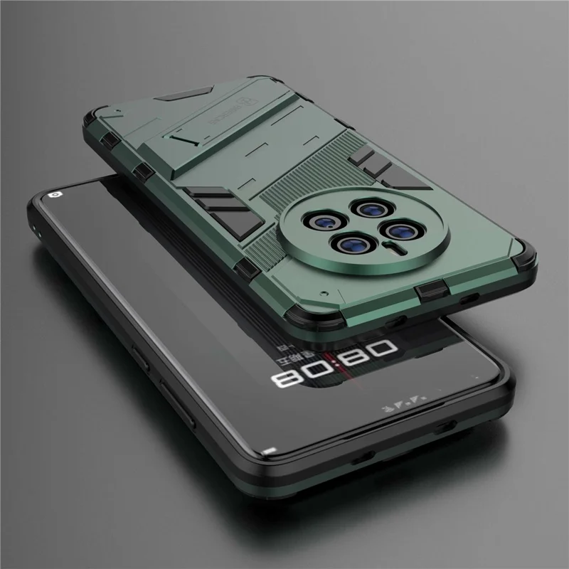 For Huawei Mate 50 Phone Case PC+TPU Hybrid Shockproof Case Kickstand Hands-free Protective Cover - Green