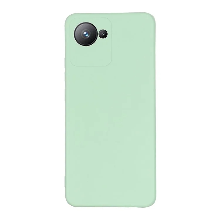 Liquid Silicone Phone Case for Realme C30 4G Shockproof Case Soft Microfiber Lining Anti-Drop Protective Cover with Strap - Green