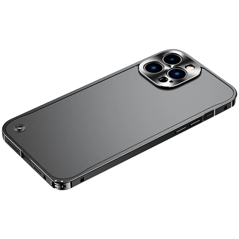 Telefonskal för iPhone 14 Pro Max 6,7 tum Skyddande hårddisk PC+Metall med metallhak - Svart